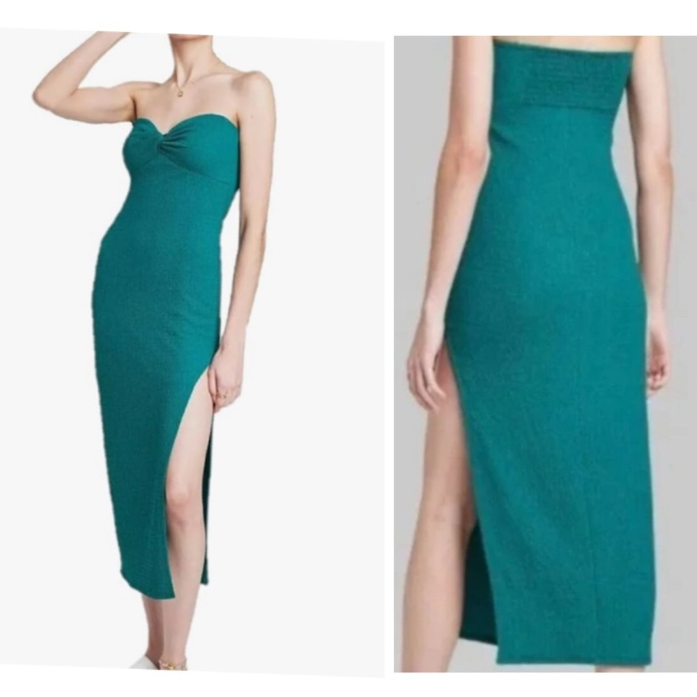 Wild Fable Womens Strapless Twist Knit Tube Midi Bodycon Dress with Slit Size XL